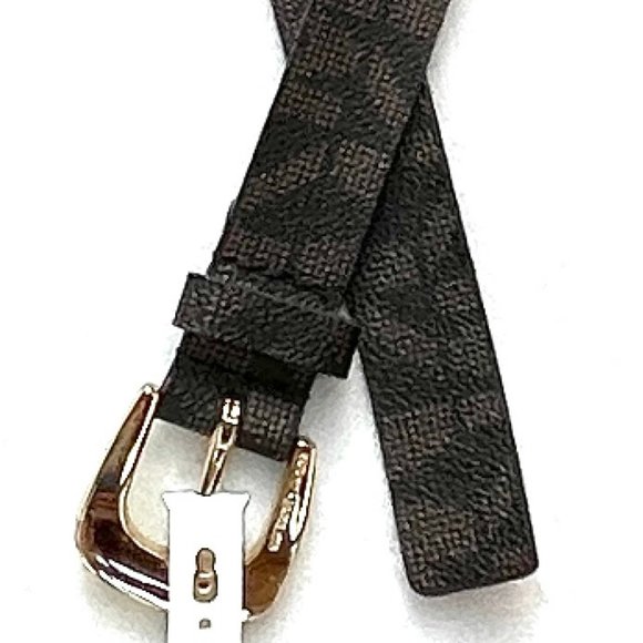 NWT Michael Kors MK Monogram Logo Women\'s Belt, Chocolate Brown main image 4